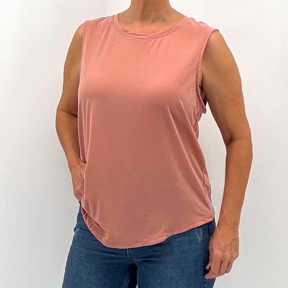 Prana NEW Rogue Everyday Essential Cloud Blush Pink Cut Out Sleeveless Tank NWT